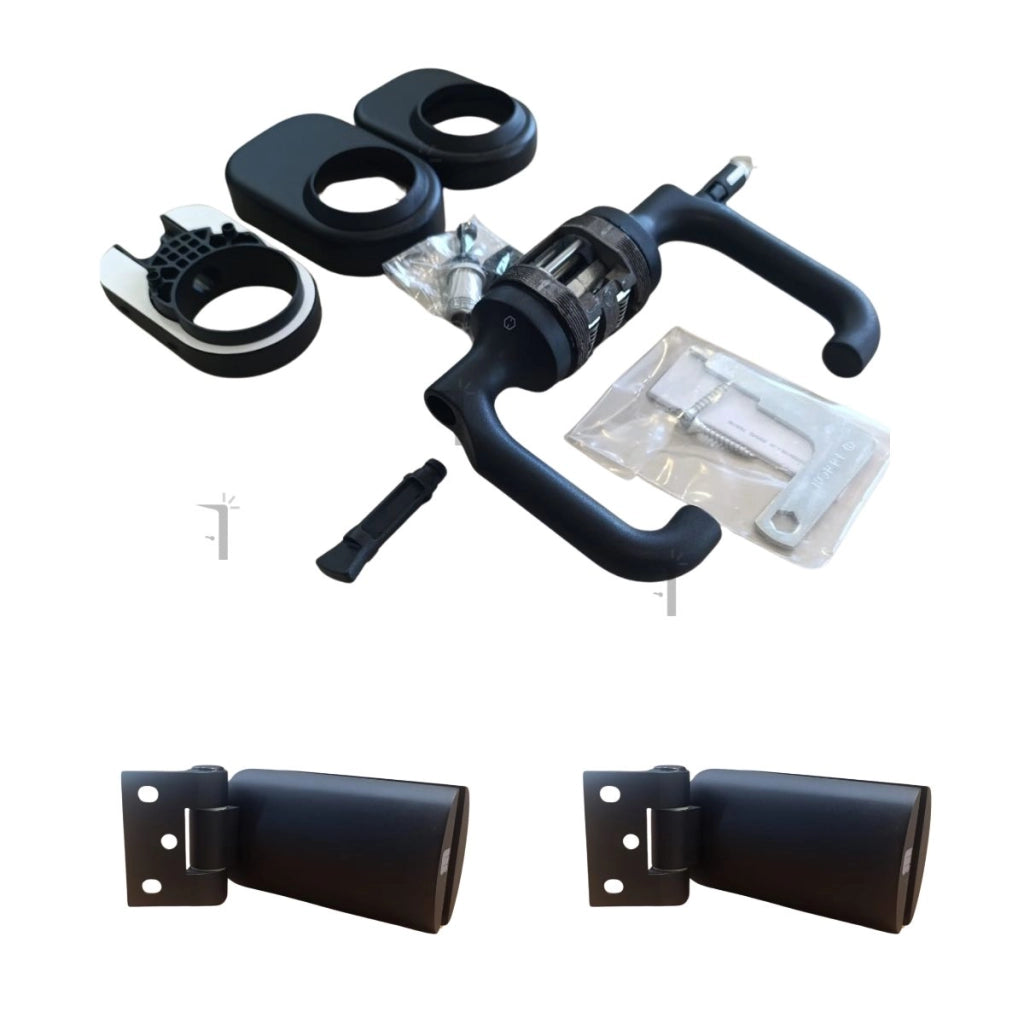 Kit per porta in vetro maniglia e cerniere nero opaco