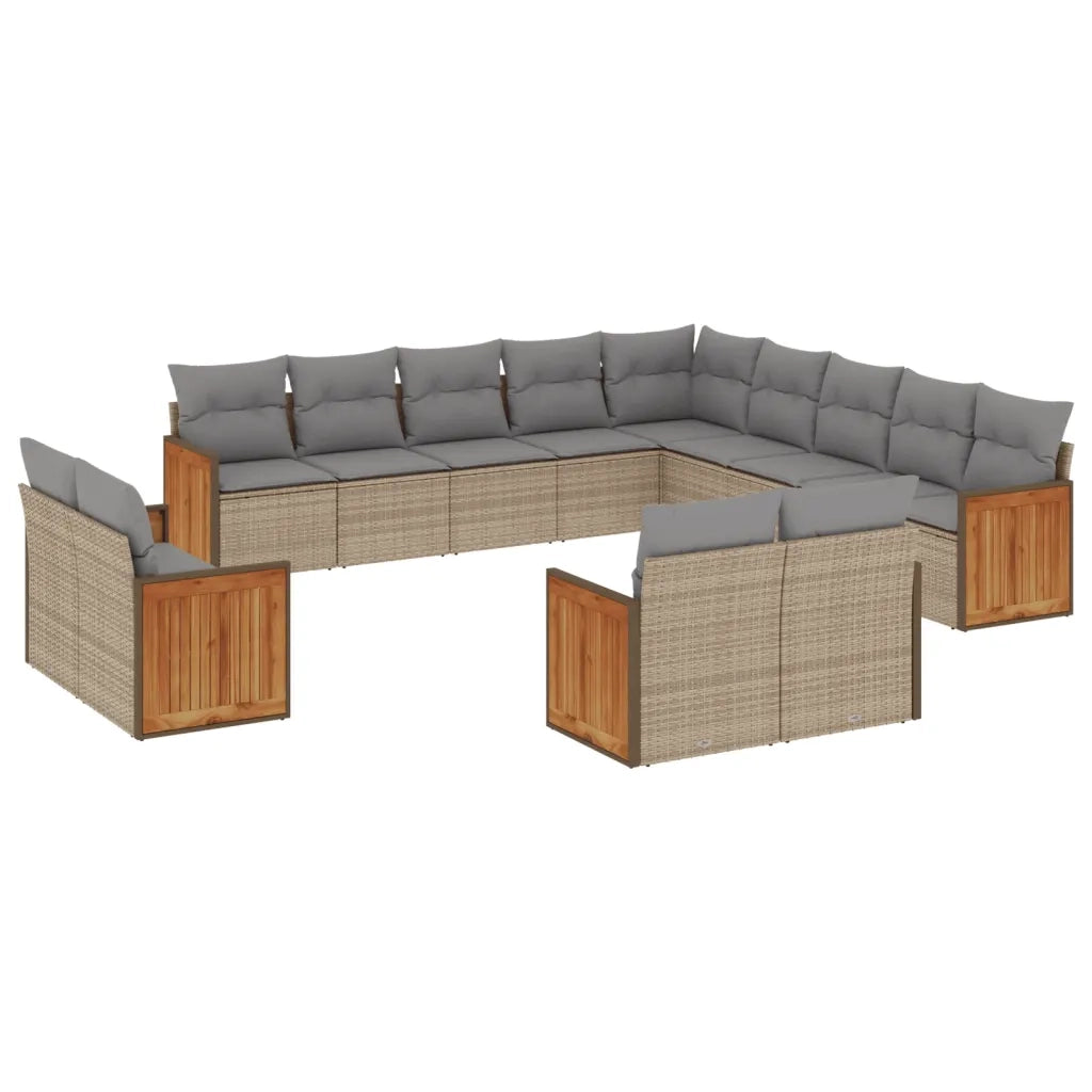 Set Divano da Giardino 13 pz con Cuscini Beige in Polyrattan 3228208