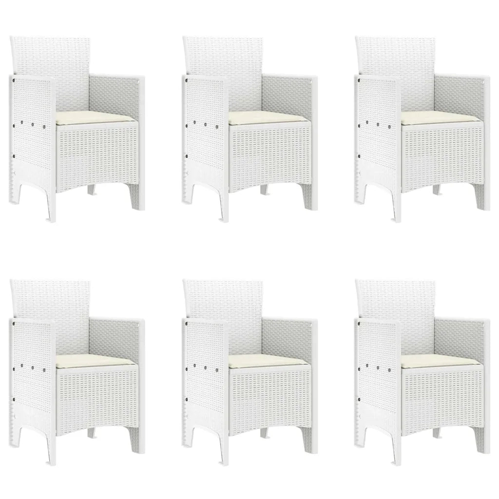 Set da Pranzo per Giardino 7 pcs Bianco Polipropilene