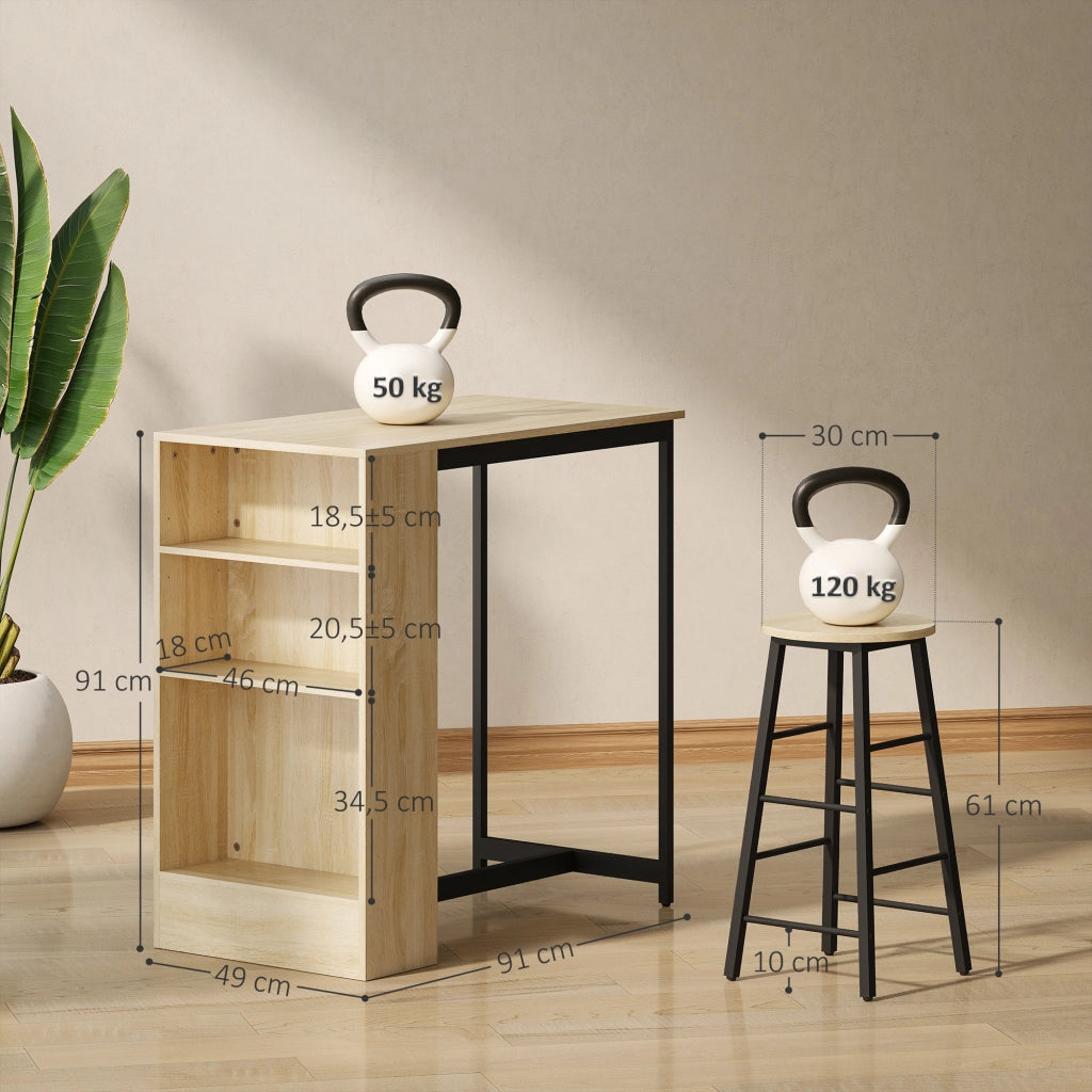 Tavolo da bar con sgabelli ¨C Minimal ¨C Quercia e nero