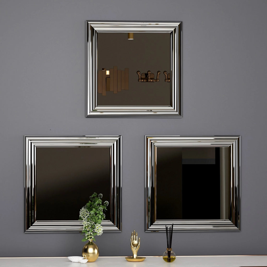 Ortona, Specchio Modulabile, 40x40h cm Argento