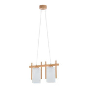 Lampada a sospensione SAKE bianca legno 2xE27 15W Alfa