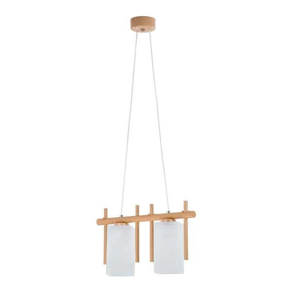 Lampada a sospensione SAKE bianca legno 2xE27 15W Alfa