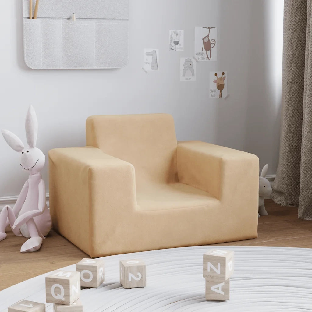 Divano per Bambini-Sofa-Divanetto Crema in Morbido Peluche 271512