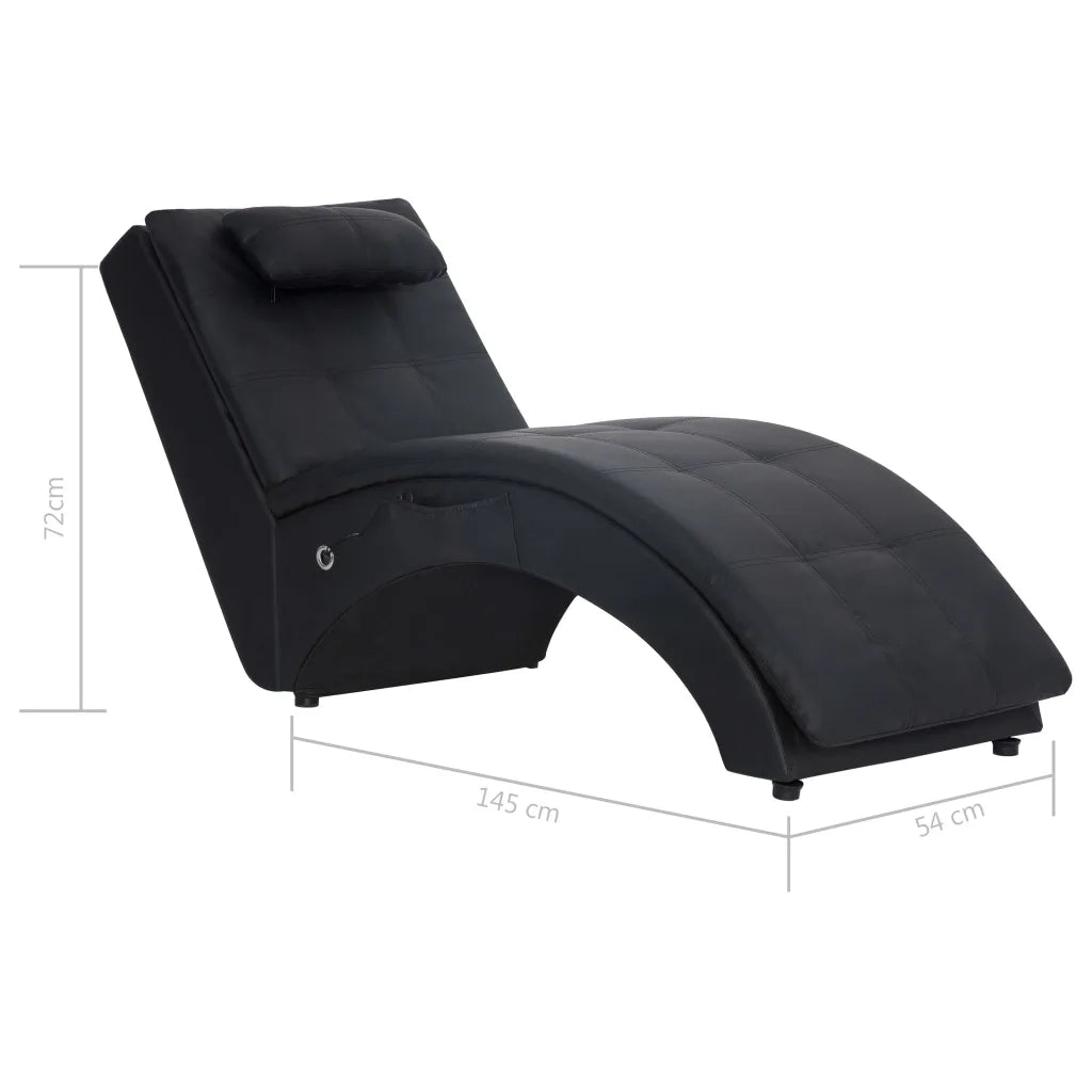 Sdraio Massaggiante con Cuscino Nero in Similpelle 281344