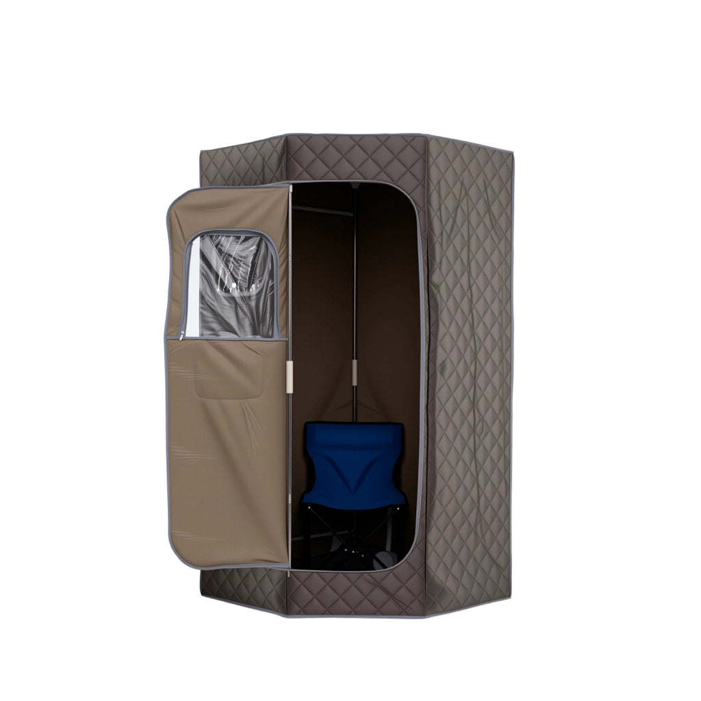 Sauna a vapore portatile con 3l generatore di vapore sedia pieghevole, Sauna da casa con 9 livelli regolabili di temperatura Grigio