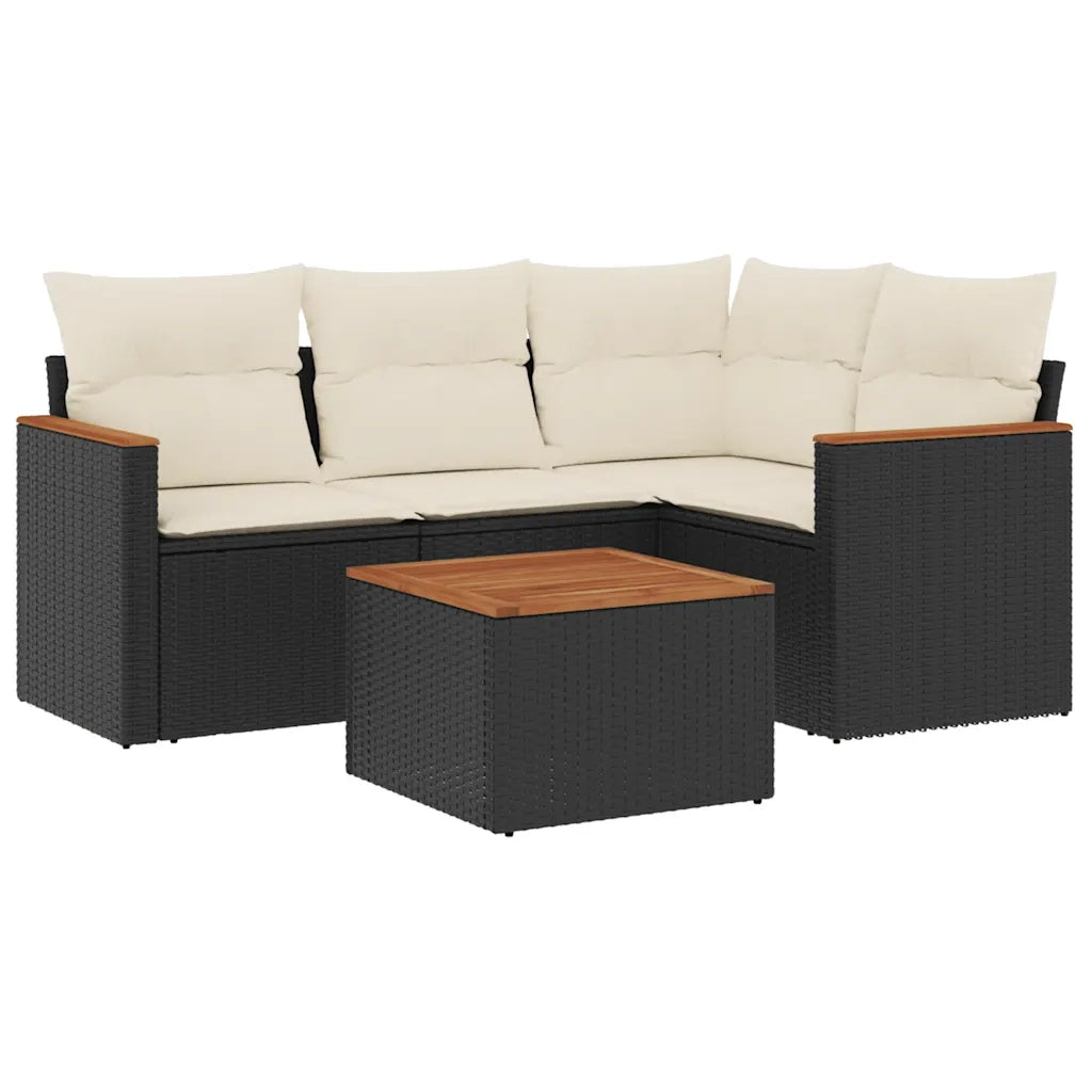 Set Divani da Giardino 5 pz con Cuscini in Polyrattan Nero 3258339