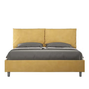 Letto matrimoniale con rete imbottito 160x200 microfibra ocra Antea