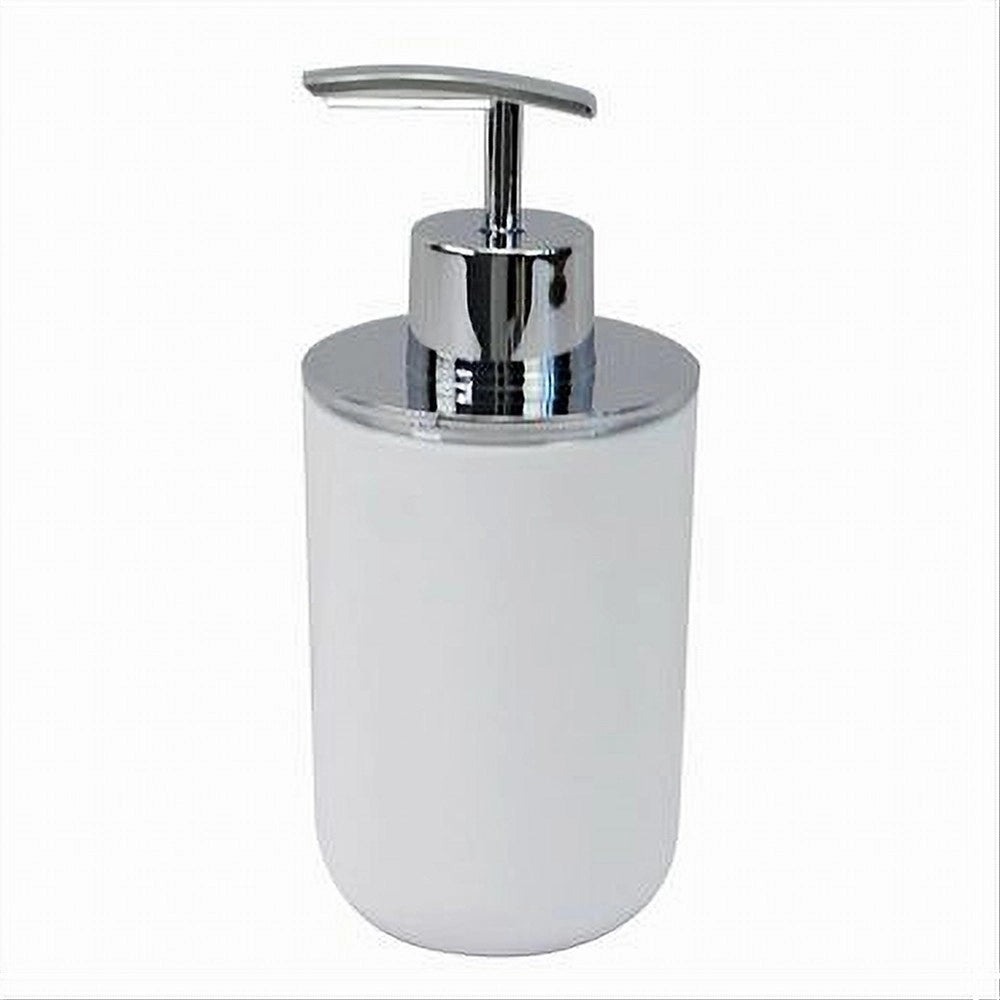 Trade Shop - Dispenser Porta Sapone Liquido Bianco Silver Per Ricambio Accessori Bagno 79862 -