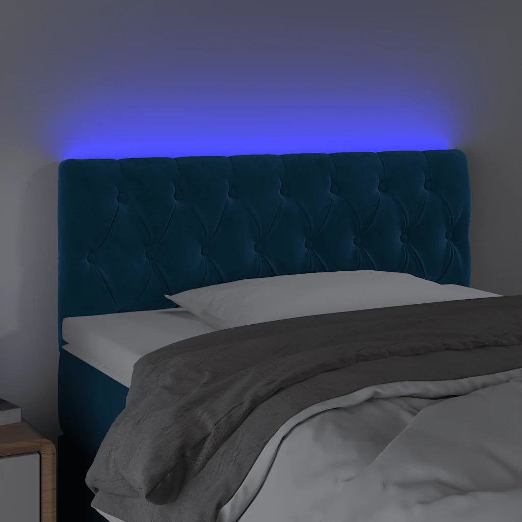 Testiera a LED-Testata con LED Blu Scuro 90x7x78/88 cm in Velluto