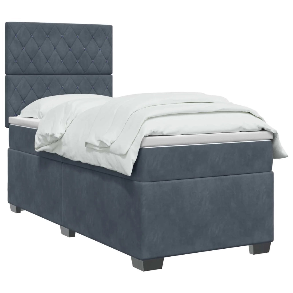 Letto box spring con materasso Grigio Scuro Singolo Velluto 3453723