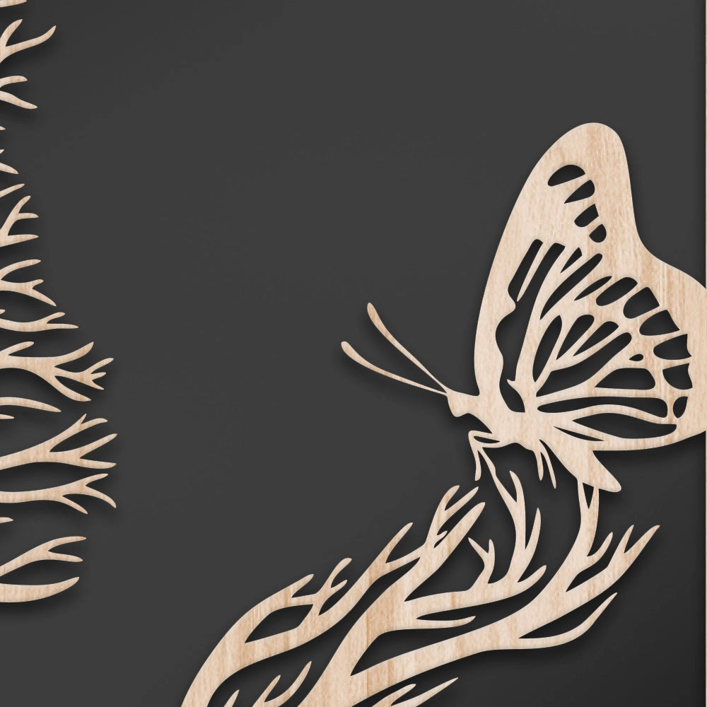 BATTERFLY - Quadro arredo LASERCUT composito Legno e PVC Misura: 60x60 cm
