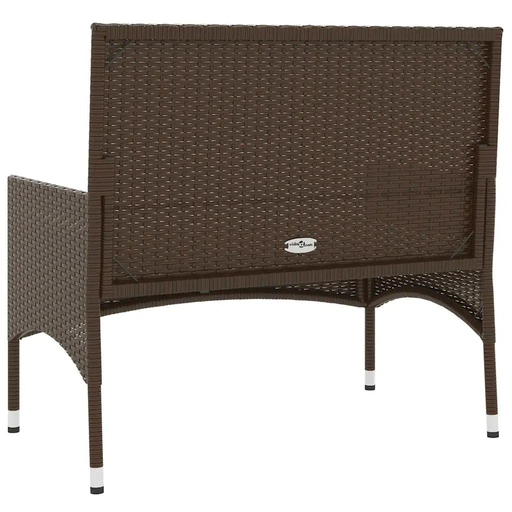 Panca da Giardino a 2 Posti con Cuscini in Polyrattan Marrone 319487