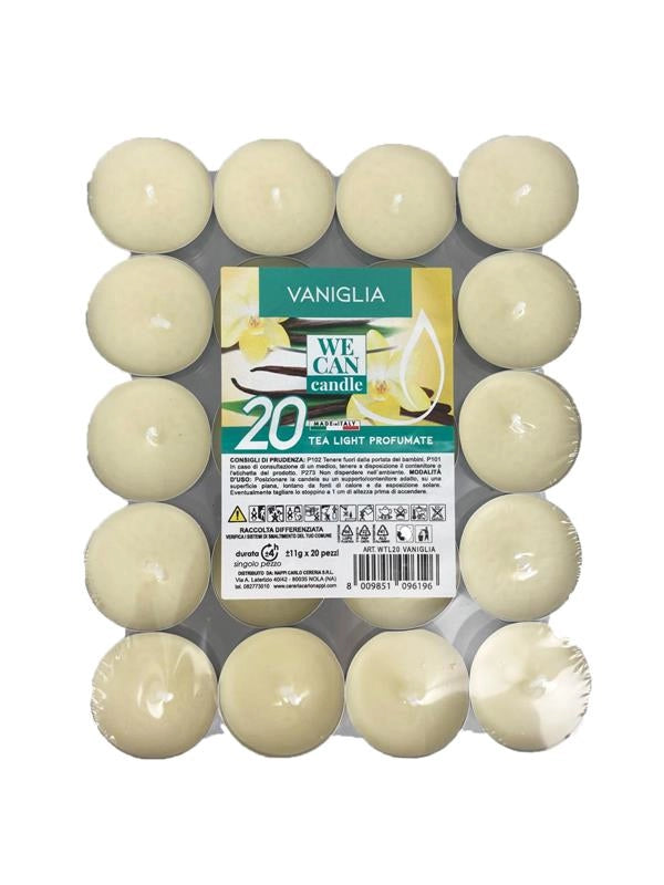 TEA LIGHT CANDELE PROFUMATE 40 PZ DURATA 4+ ORE VANIGLIA