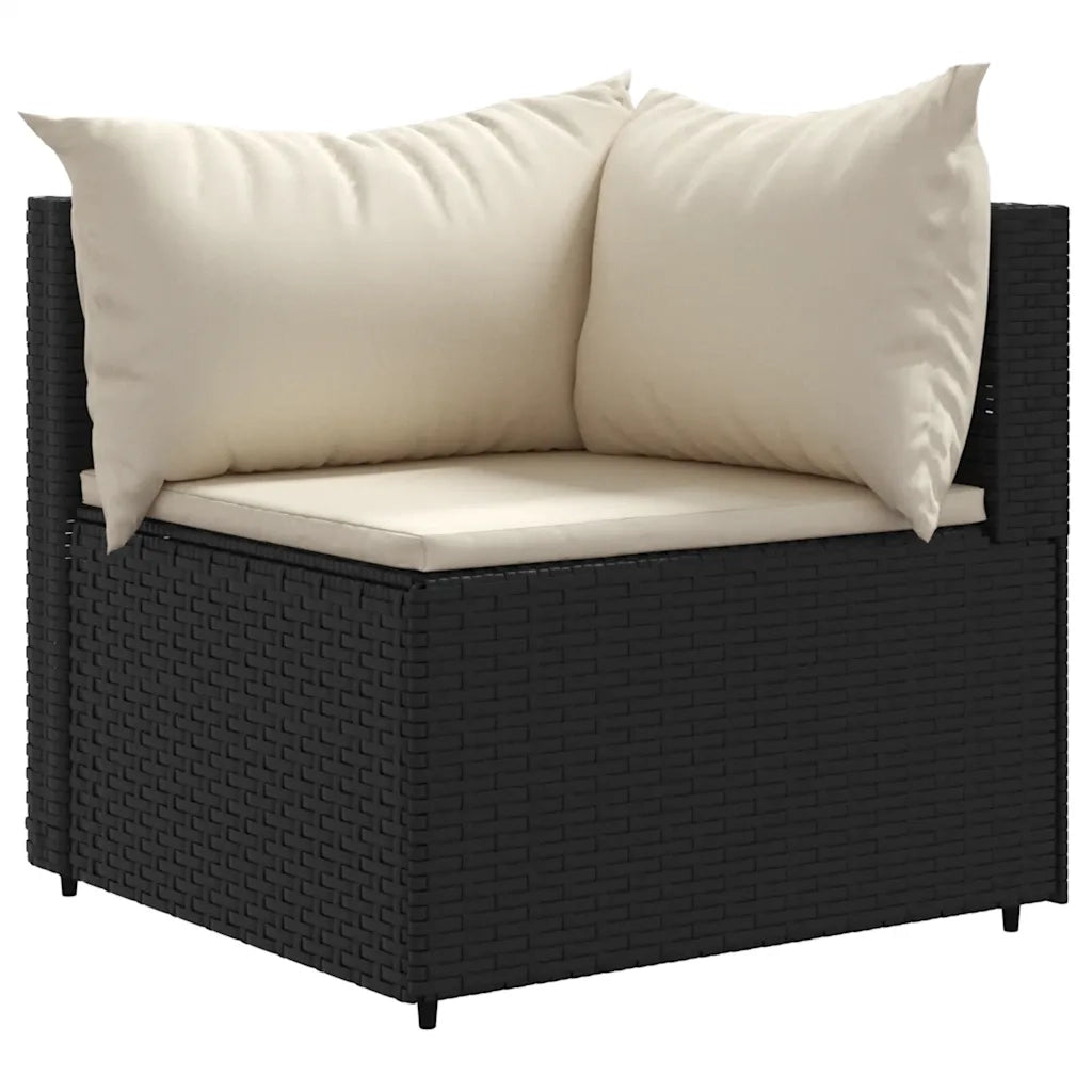 Set Mobili da Giardino con Cuscini 8 pz Nero in Polyrattan 3308232