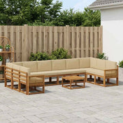 Set di divani da esterno 11 pz Naturale e Beige 3385599