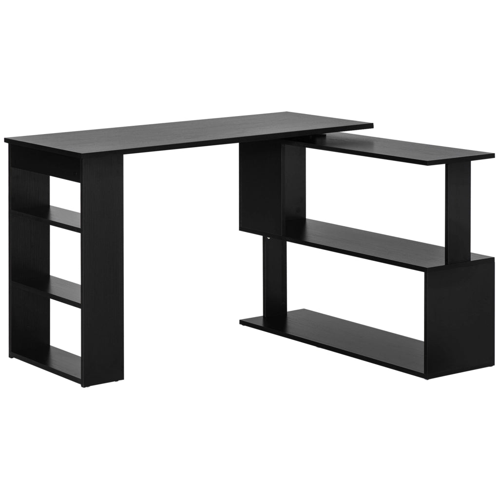 Scrivania angolare con libreria ¨C Minimal ¨C Nero 120x110x74,5 cm