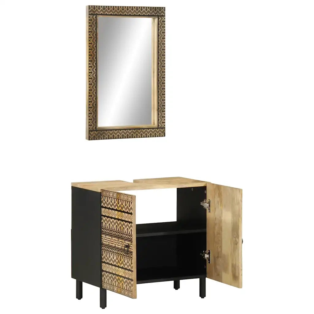 Set Mobili da Bagno 2pz in Legno Massello di Mango 3310129
