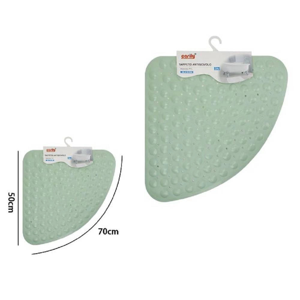 Trade Shop - Tappeto Pvc Antiscivolo Triangolare Verde Per Vasca Bagno Doccia 50 X 70cm 79734 -