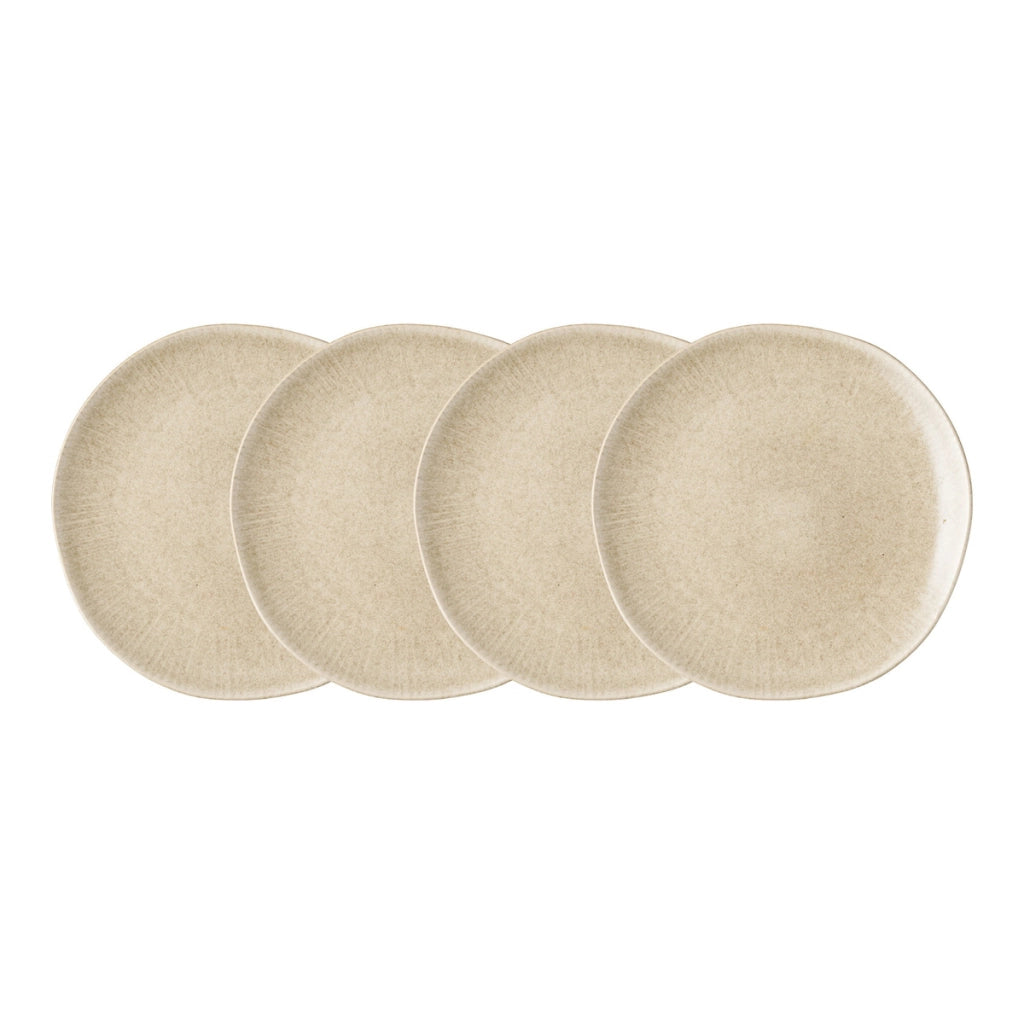 Piatto da pranzo Viola in gres beige ø21 cm — set da 4