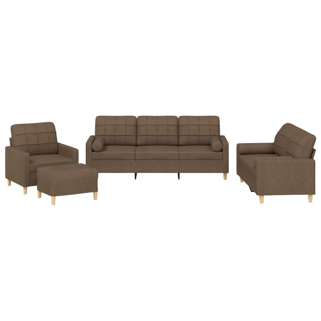 Set di Divani 4 pz con Cuscini Marrone in Tessuto 3201269