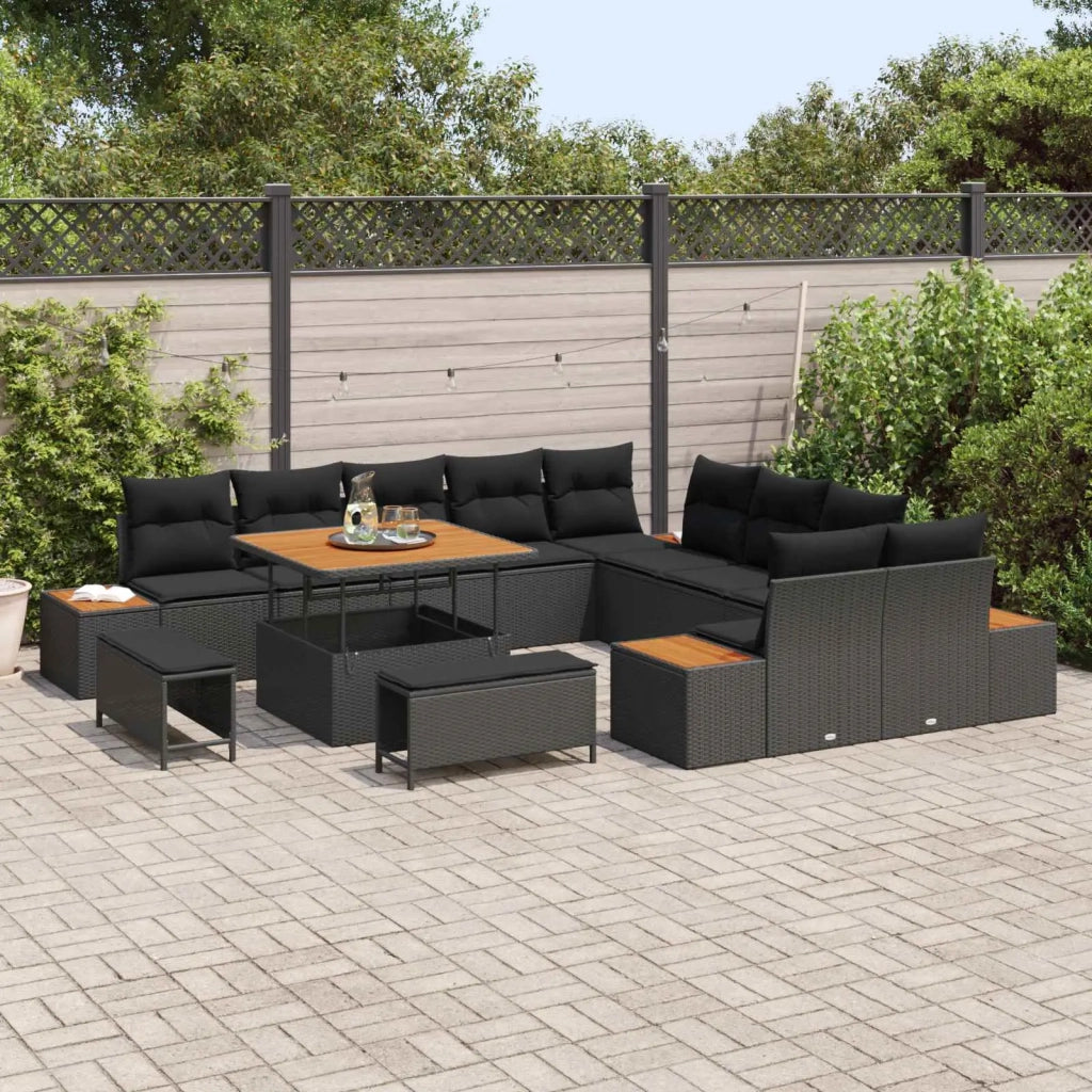 Set Divano da Giardino 13 pcs Nero polyrattan 3362964