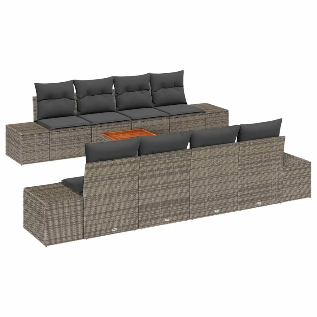 Set Divano da Giardino con cuscino 9 pcs Grigio polyrattan 3347930