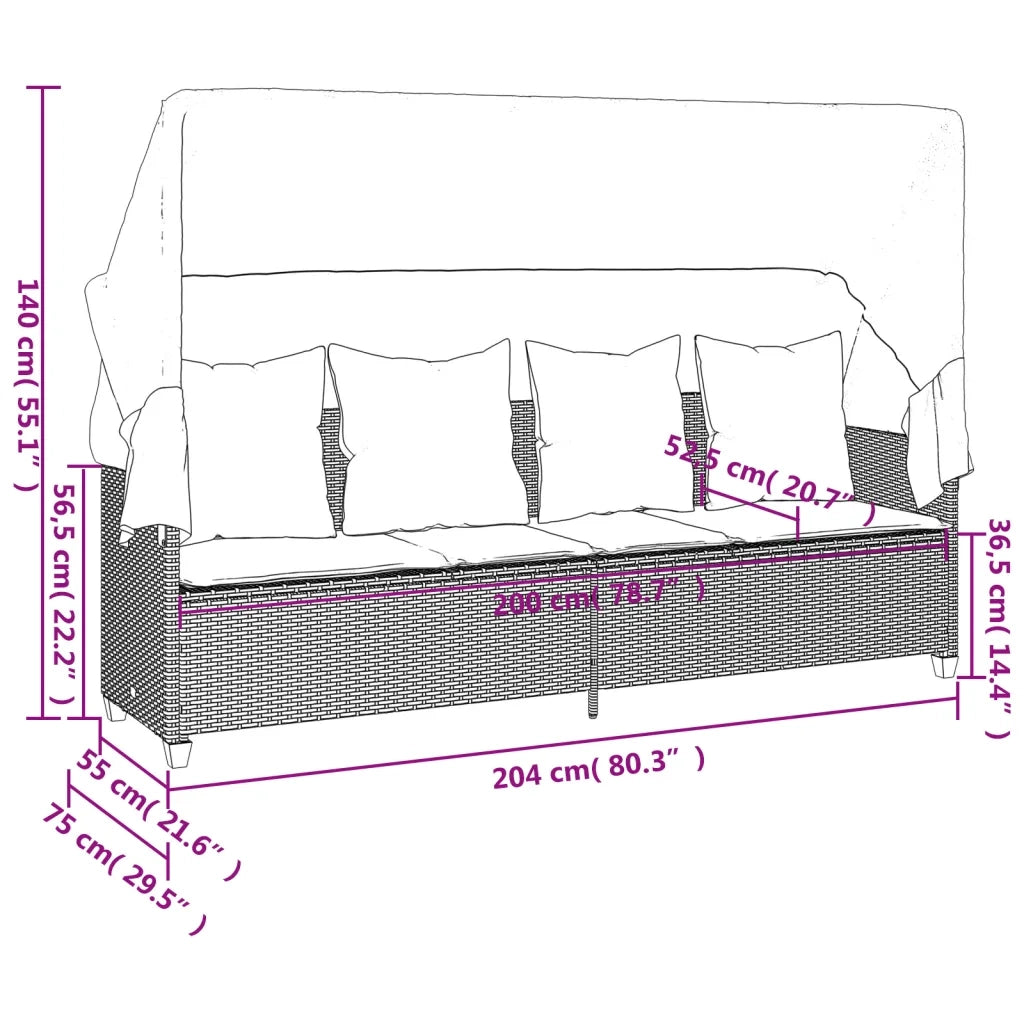 Set Divano da Giardino 5 pz con Cuscini Grigio in Polyrattan 3261553