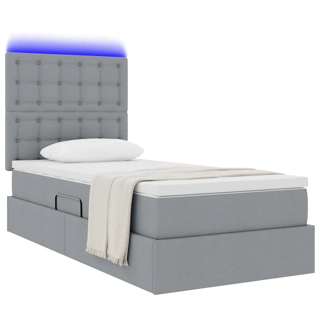 Letto con contenitore e LED con led Grigio chiaro 100 x 200 cm 3372522