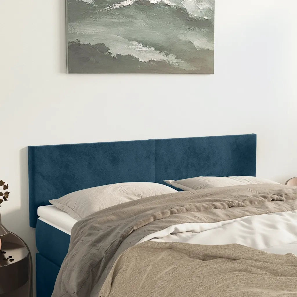 Testiera Blu Scuro 144x5x78/88 cm in Velluto 345802