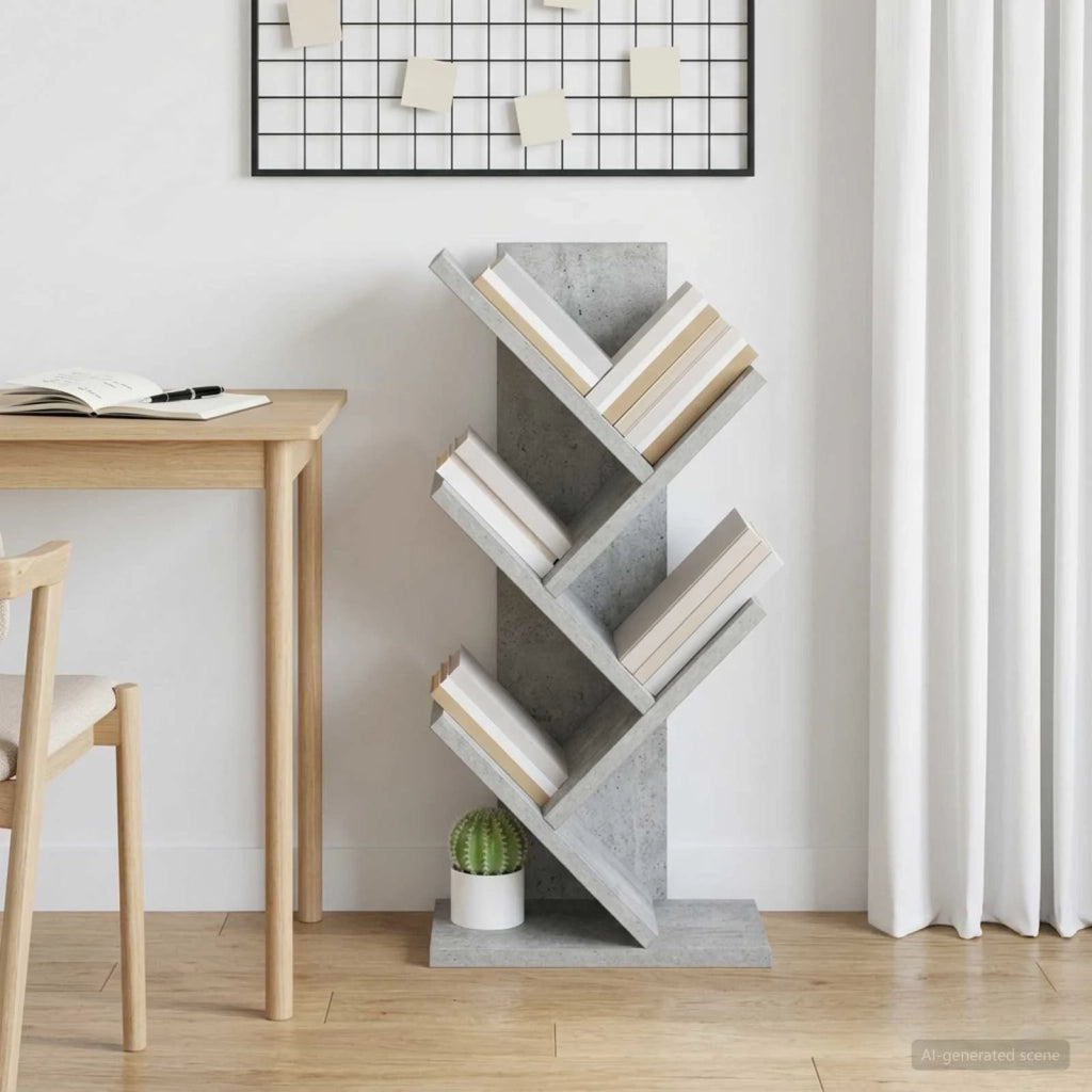 Libreria ad Albero 4 Ripiani 30 x 18 x 60 cm Grigio Cemento 8012367