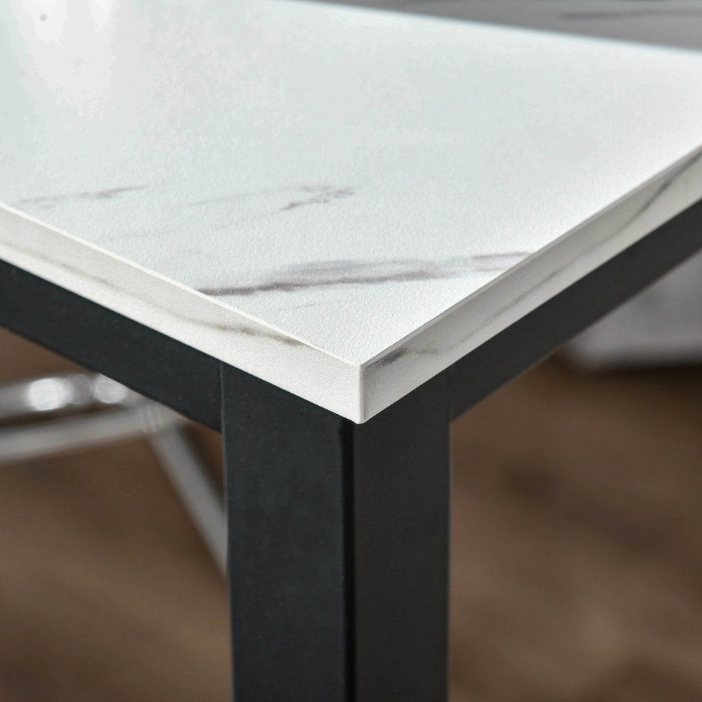 Tavolo da Bar ¨C Minimal ¨C Bianco Effetto Marmo 120x40x100
