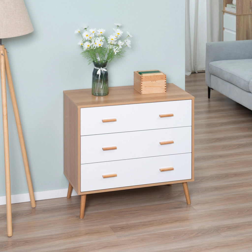 Cassettiera scandinava 3 cassetti ¨C Xylo ¨C legno chiaro bianco design moderno