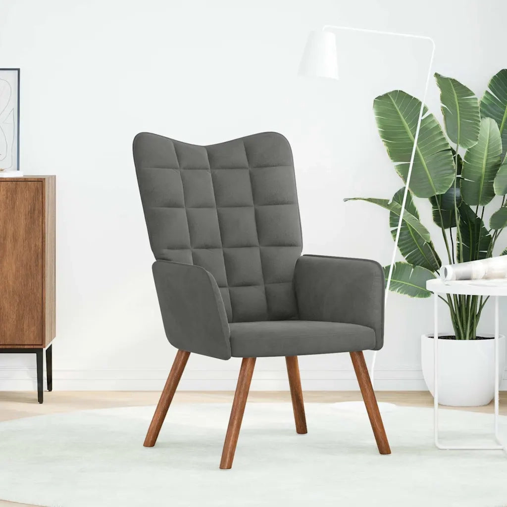 Poltrona | Sedia Relax Grigio Scuro in Velluto