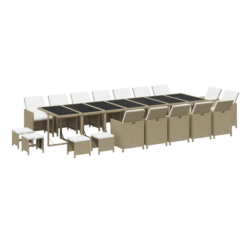 Set da Pranzo per Giardino 19pz con Cuscini in Polyrattan Beige 3095652
