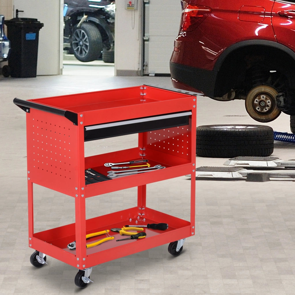 Carrello per attrezzi a 3 livelli ¨C Minimal ¨C Rosso 82x35x76 cm