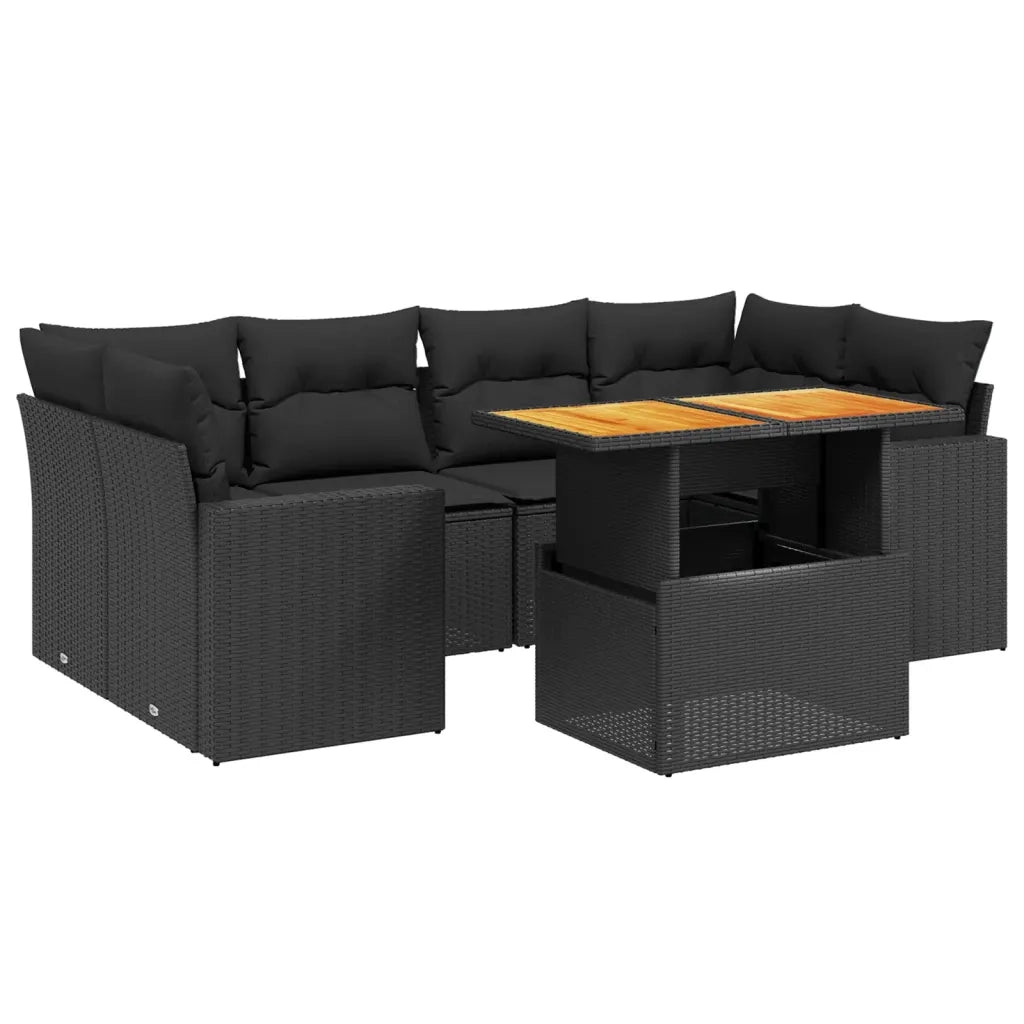 Set Divani da Giardino con Cuscini 7pz Nero Polyrattan 3271209