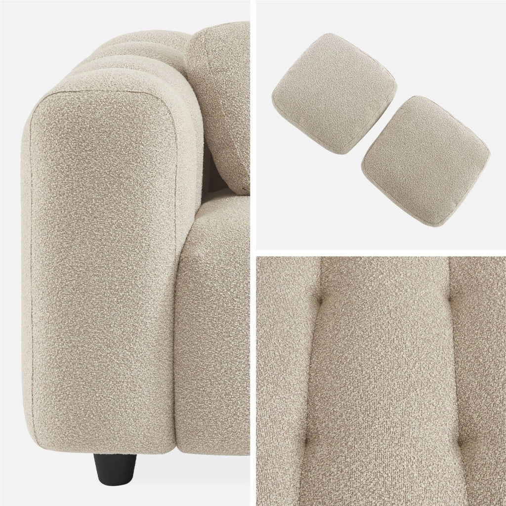 Divano in tessuto bouclé, 3 posti, beige