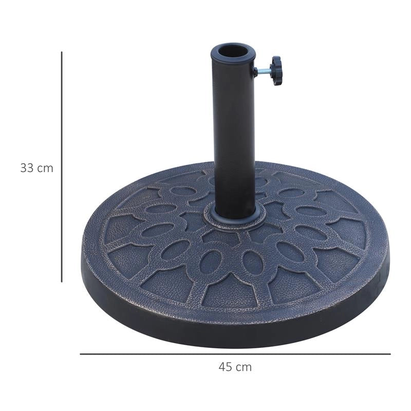 BASE PER OMBRELLONE ROTONDO PER PALI DA 38 E 48 MM IN RESINA E ACCIAIO Ø45 CM BRONZO