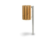 Cestino Ecowood 608 Giochipark acciaio zincato 28L Ø31x48h rivestimento in legno - Filo pavimento