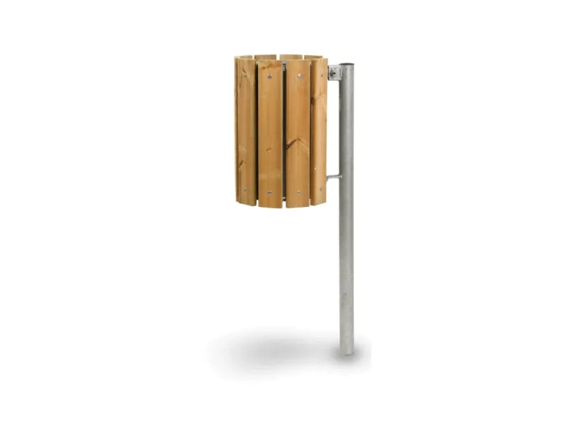 Cestino Ecowood 608 Giochipark acciaio zincato 28L Ø31x48h rivestimento in legno - Filo pavimento