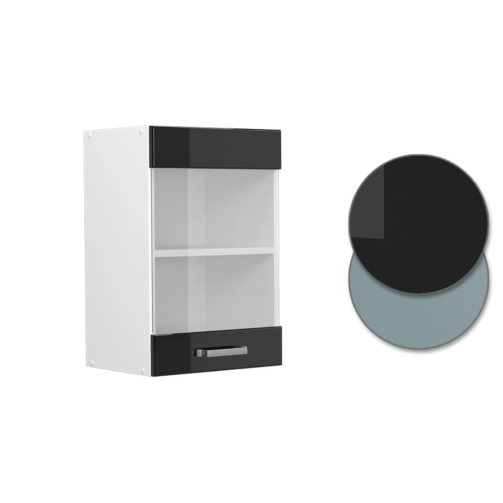 Vicco Mobile da cucina in vetro Nero lucido 40 cm