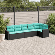 Set Divani da Giardino 6 pz con Cuscini Nero in Polyrattan 3218977