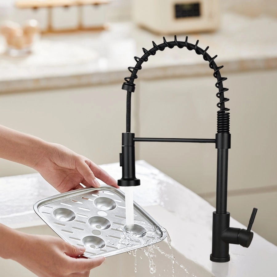 ZMH Miscelatore nero con doccia estraibile e design arcuato