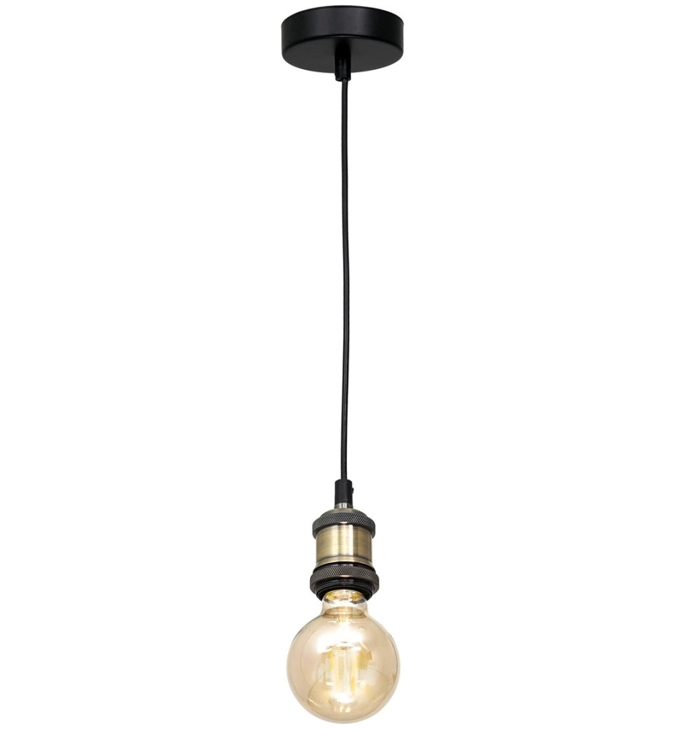Lampada a sospensione industriale nera ottone E27 60W Milagro