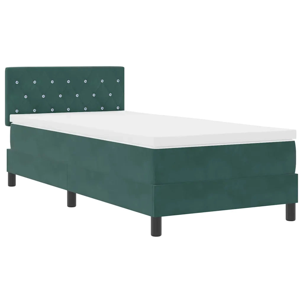 Letto a Sorgente LED con led Verde Scuro 90 x 200 cm Velluto
