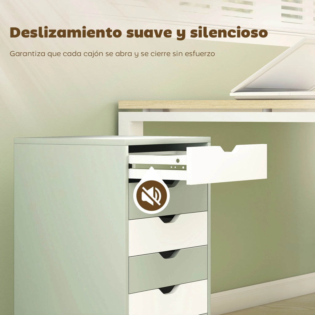 Scrivania con cassetti e ruote ¨C zephmum ¨C 6 cassetti, verde
