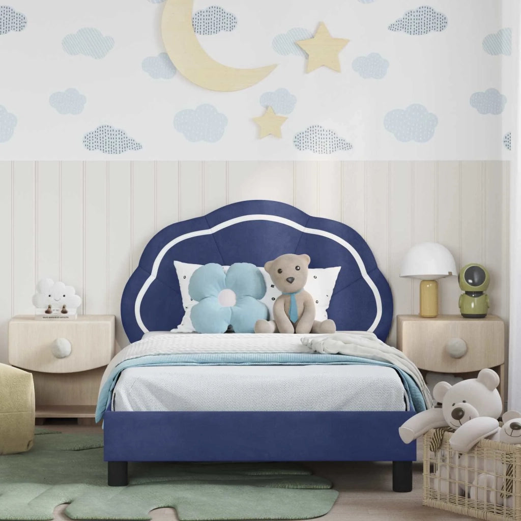Struttura letto Bambini | Letto Infantile | Lettino con testata Blu Polizia 90 x 190 cm