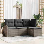 Set Divano da Giardino Grigio polyrattan