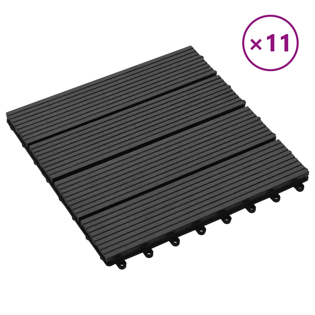 Piastrella per Decking 11 pcs Nero 30 x 30 cm WPC 42046668